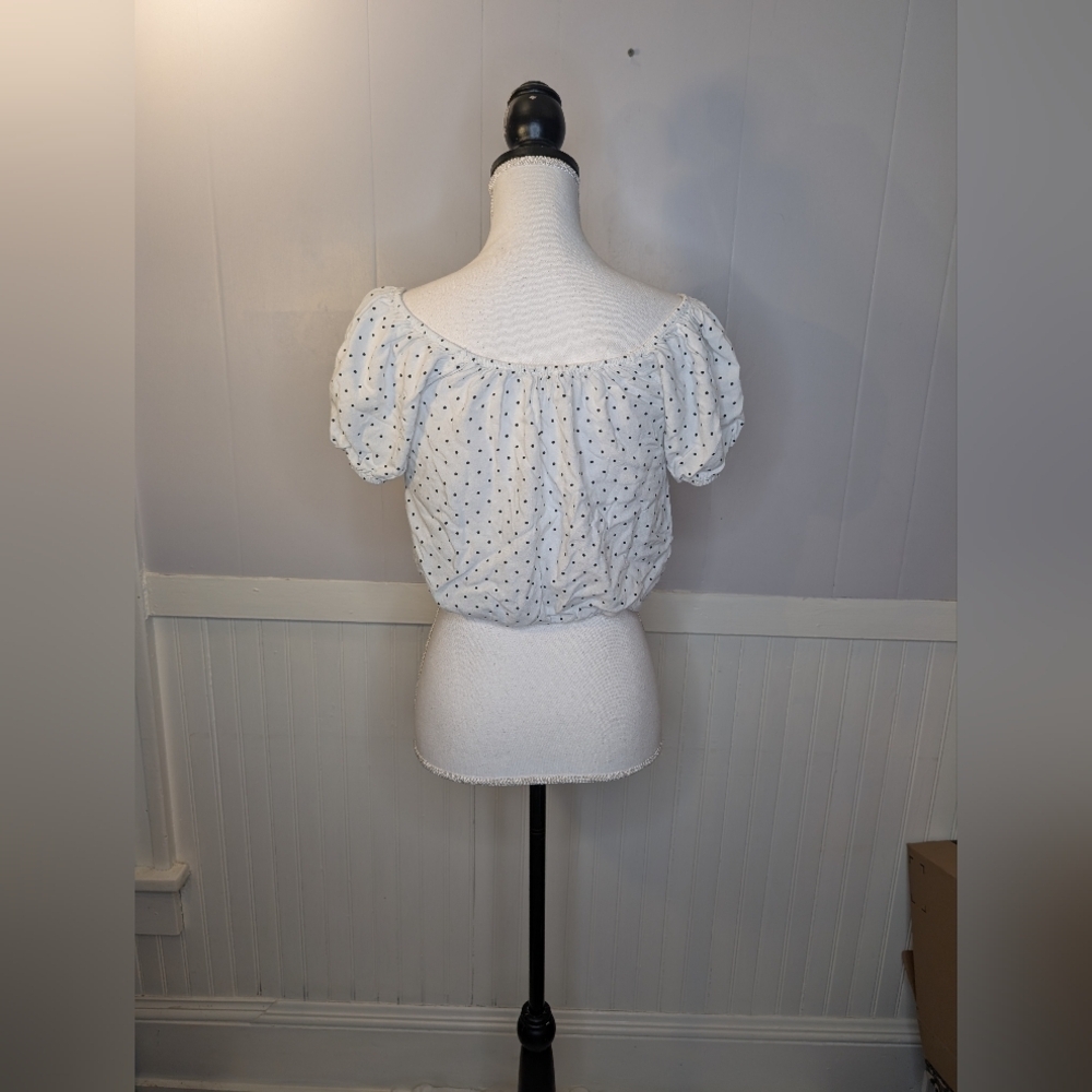 Hollister White Polka Dot Off-Shoulder Crop Top – Size Small - Picture 6 of 9